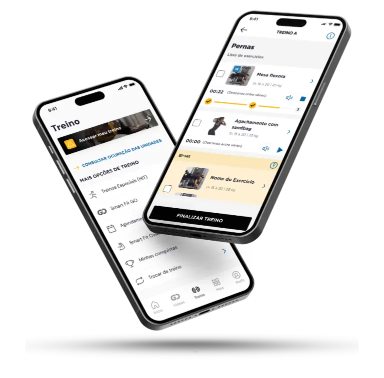 Telas do aplicativo Smart Fit desenvolvidas em Flutter